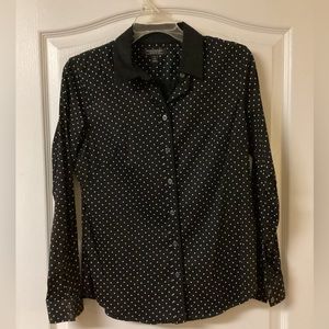 Banana Republic Black Swiss Dot Non-Iron Dress Shirt 10P